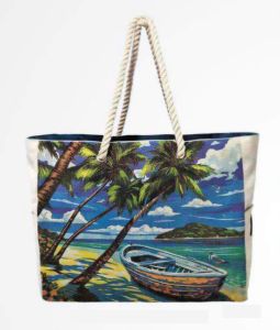Digital Printed Cotton Canvas Beach Bag