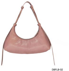 Dusty Pink Faux Leather Crescent Shoulder Bag