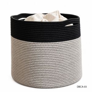 Grey Black Cotton Rope Basket