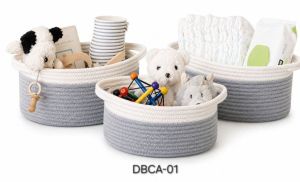Grey Canvas Cotton Tope Storage Basket