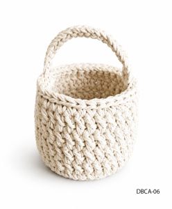 Handmade White Braided Rope Flower Basket