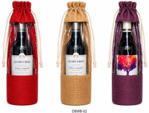 Jute Drawstring Wine Bottle Bag