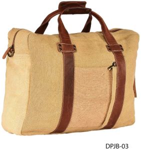 Jute Leather Handle Unisex Travel Duffle Bag