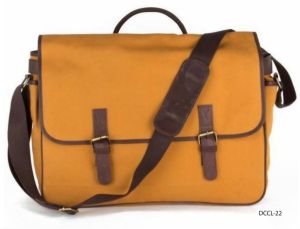 Mustard Yellow Canvas Leather Messenger Bag