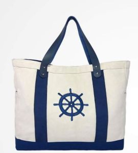 Printed Cotton Canvas Beach Tote Bag