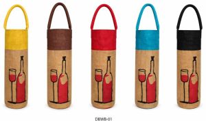 Printed Jute Wine Bag