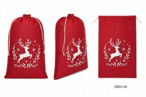 Red Eco Friendly Drawstring Jute Bag
