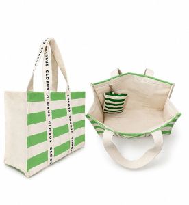 Stripe Cotton Canvas Bag with Pouch
