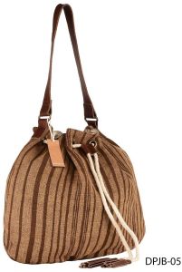 Striped Jute Bucket Bag