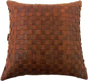 Woven Leather Pillow Cover