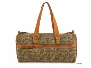 Washed Jute Leather Trim Yoga  Bag