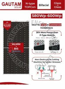 600W Gautam N Type TOPCon Glass to Glass Solar Panel