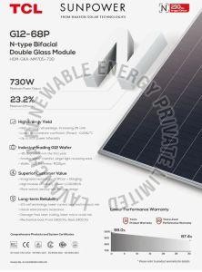 730W Sunpower TCL G12 Topcon Bifacial Solar Panel