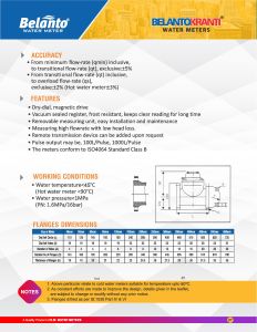 Pulse  Output Class B Water Meter