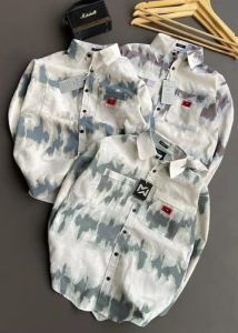 Mens Abstract Printed Pure Cotton Slim Fit Shirt