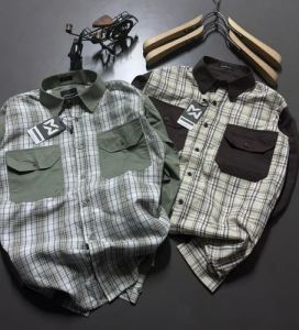 Mens Dual Pocket Checked Cotton Casual Shirt