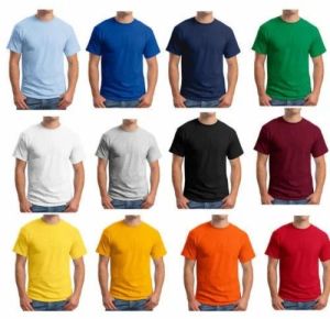 Mens Multicolor Round Neck Cotton Casual T-Shirt