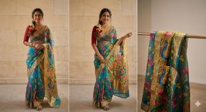 Hand Painted Organza Saree