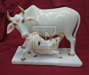 Marble Cow Calf Statue