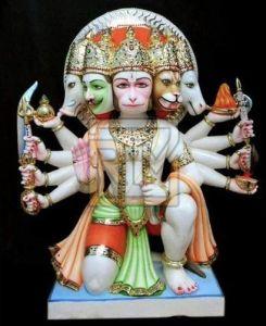 Marble Panchmukhi Sitting Hanuman Statue