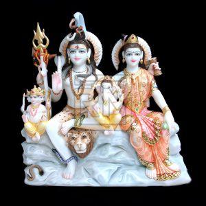 Marble Shiv Parivar Sitting Statue
