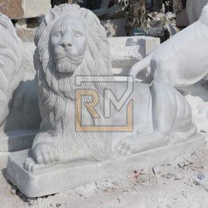 Marble Sitting Lion Statue