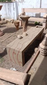 Modern Without Arm Rest Kandla Grey Sandstone Bench
