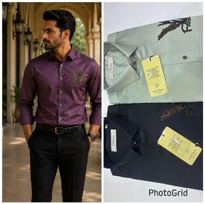 Mens Eagle Embroidered Formal Shirt