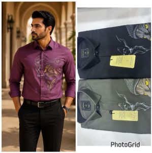 Mens Maroon Cat Graphic Designer Shirt
