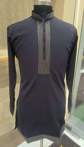 Mens Navy Blue Designer Kurta Pajama Set