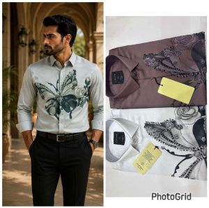 Mens White Butterfly Graphic Designer Shirt