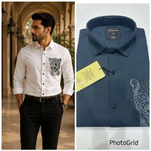 Mens White Graphic Designer Shirt