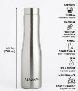 Aerowac Vana Single Wall Stainless Steel 3 Bottle Set