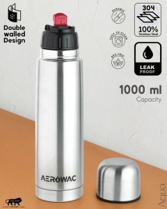 Aqua Double Wall Vacuum Insulated Stainless Steel Bottle 1000ml