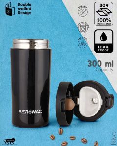 Rivo Vacuum Insulated Coffee Mug Bottle Royal Black