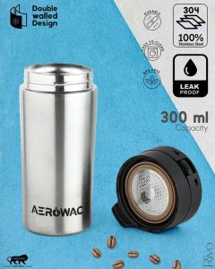 Rivo Vacuum Insulated Coffee Mug Bottle with Strainer