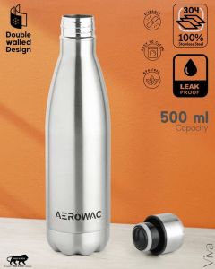 Viva Double Wall Insulated Stainless Steel Water Bottle Silver