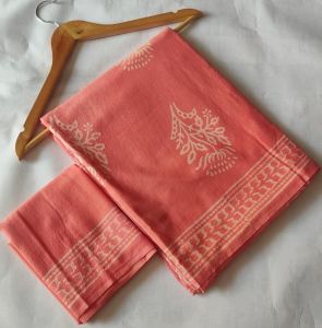 Ladies Peach Blossom Mulmul Saree