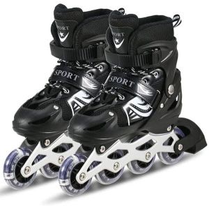 Black Adjustable Aluminium Inline Skates