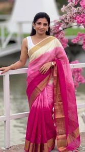 Linen Zari Border Saree