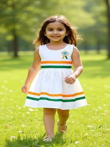 Girls Designer Independence Day Special Cotton Frock