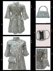 Girls White Printed One Piece Tunic Frock with Purse and Belt