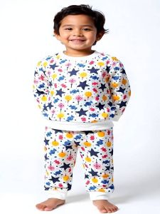 Kids Boys Star Printed White Co-ord Set