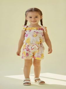 Kids Girls Floral Printed Cotton Jumpsuit