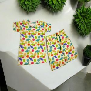 Kids Hosiery Cotton Yellow Printed Co-ord Set