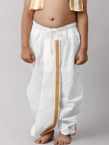 Kids White Cotton Dhoti