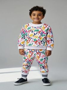 Trendy Kids Boys White Printed Co-ord Set