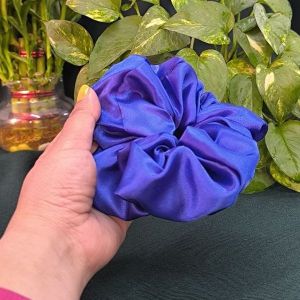 Dark Blue Satin Hair Scrunchies