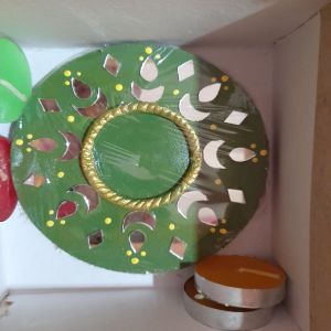 Green Wooden Tea Light Coaster