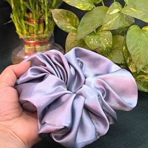 Grey Satin Hair Scrunchies